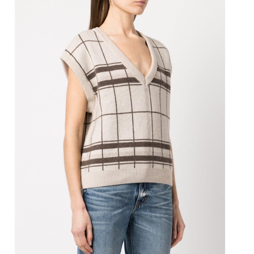 ANINE BING Fiona plaid tank top